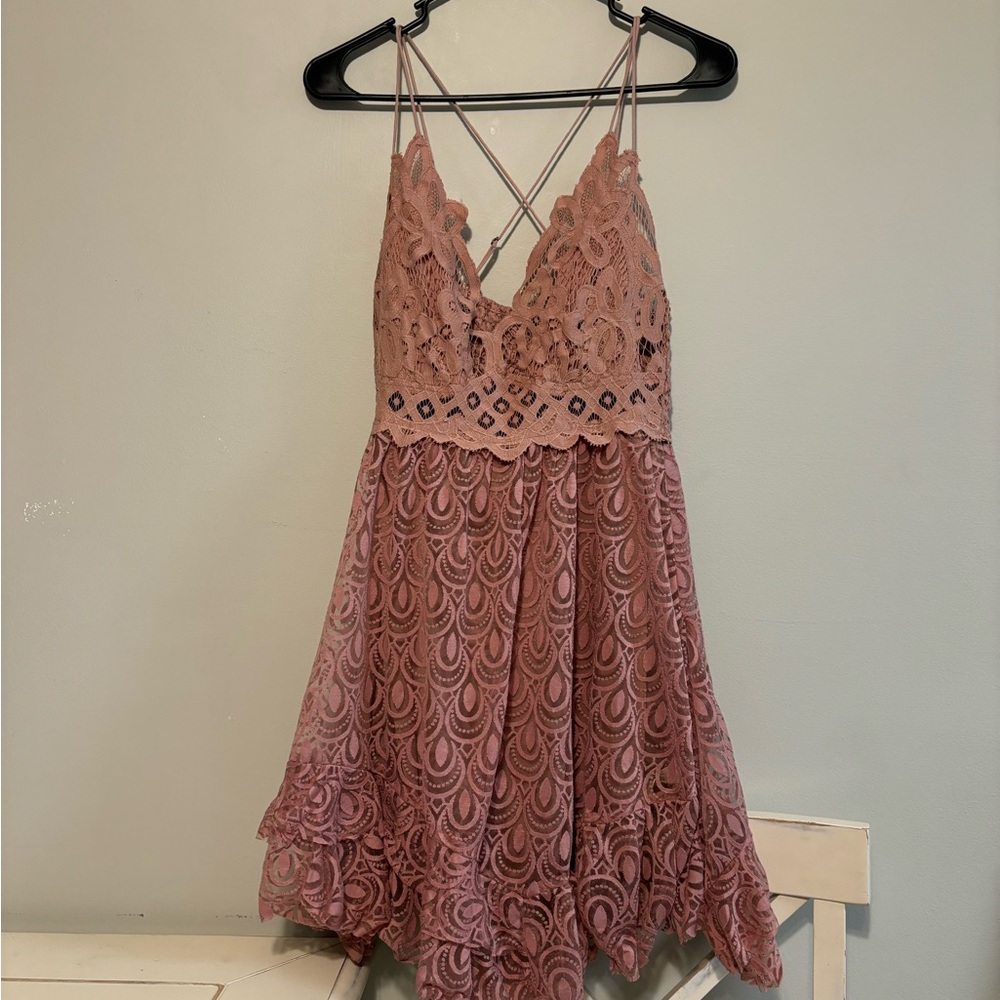 Free People Lace Pink Dress